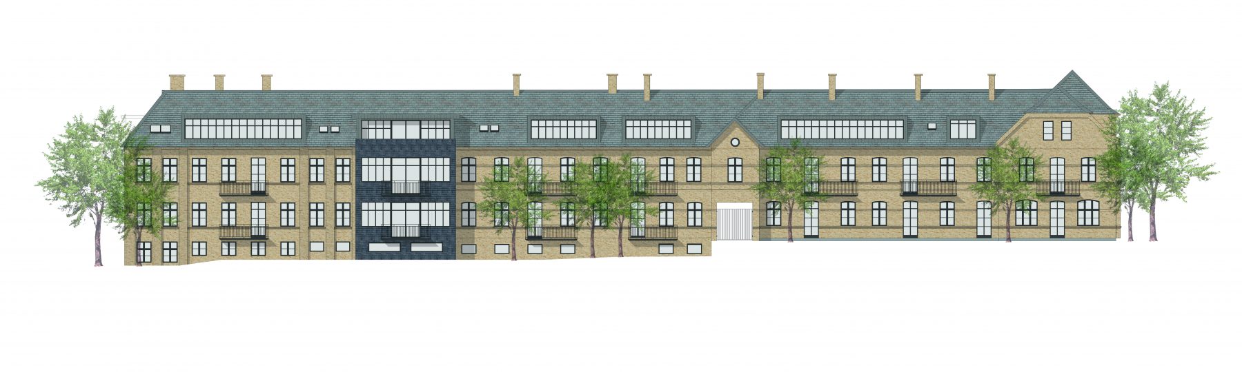Til hjemmeside Facade mod syd_flettede lag_træer