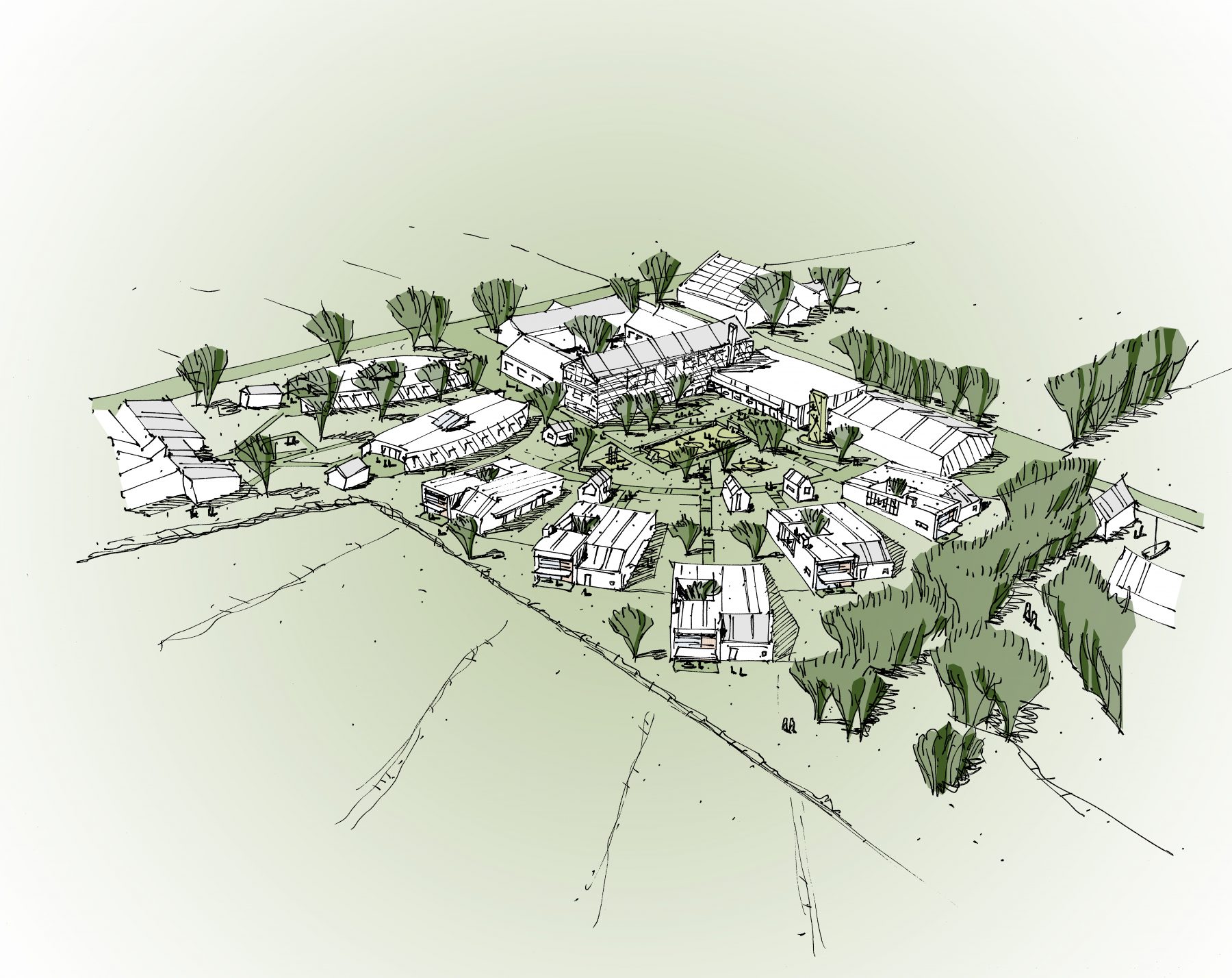 Samsø Efterskole, Helhedsplan og nye boenheder, Samsø - Håndskitse