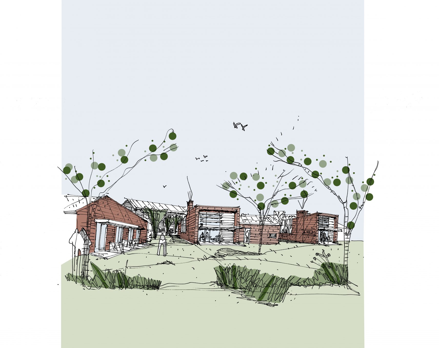 Samsø Efterskole, Helhedsplan og nye boenheder, Samsø - Håndskitse vildnisset