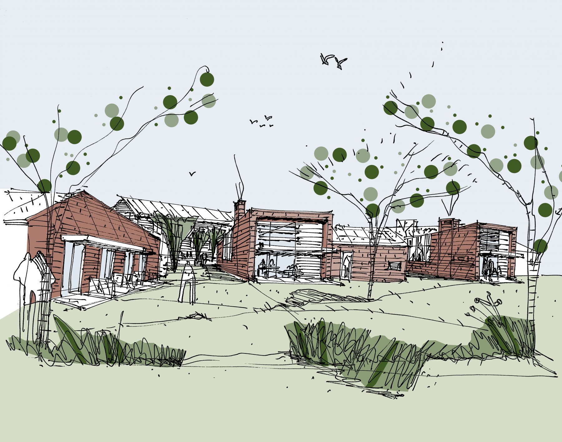 Samsø Efterskole, Helhedsplan og nye boenheder, Samsø - Håndskitse vildnisset - beskåret