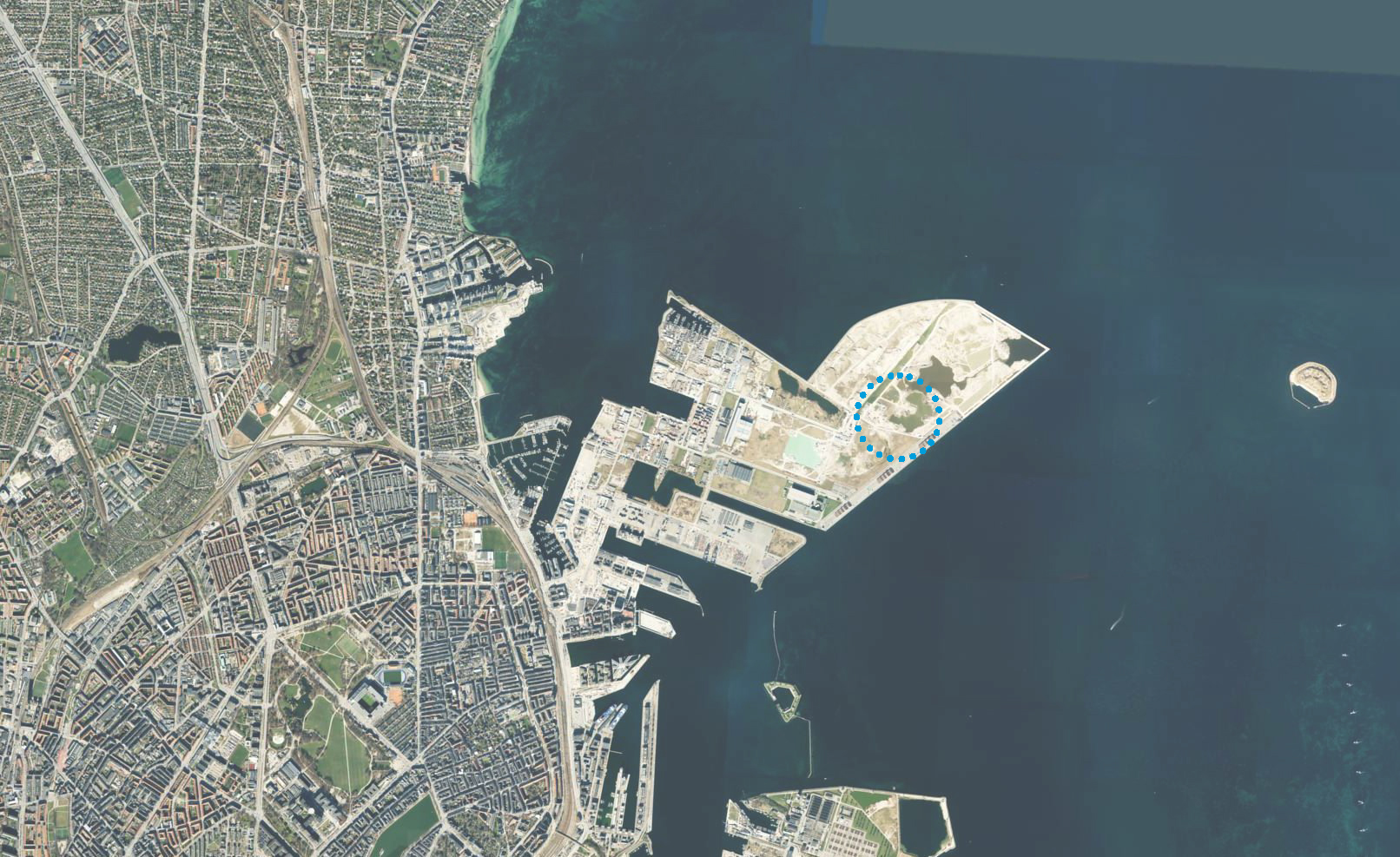 Luftfoto nordhavnen med cirkel copy BLÅ